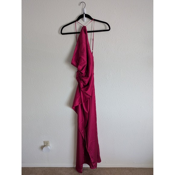 Babyboo Ariel maxi dress red size S NWT one shoulder thigh slit - Picture 5 of 8